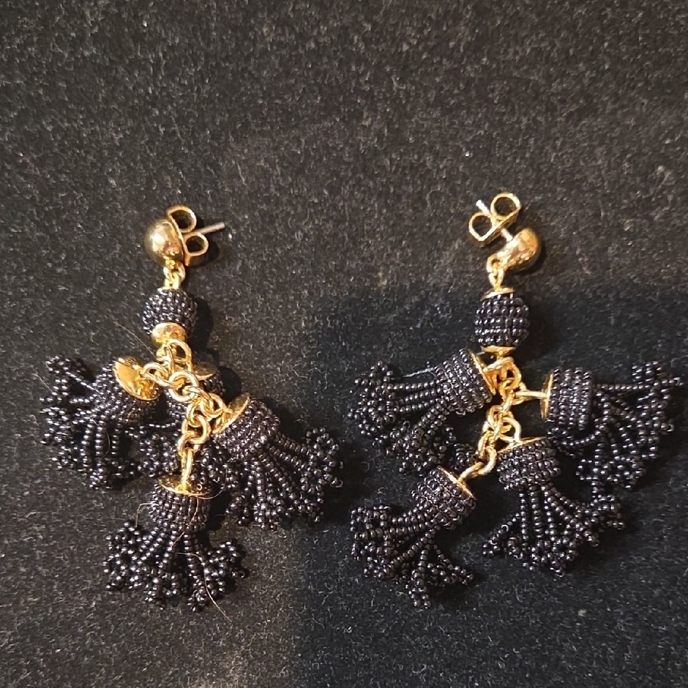 J. Crew Black and Gold Beaded Earrings